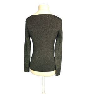 My Favorite Things Black Metallic Beaded Long Sleeve Sweater Size XS